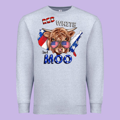 Red White And Moo Cow Premium Sweatshirt Designed By Ranaportraitstore