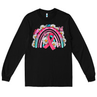 Black Breast Cancer Rainbow Long Sleeve Tee - Artiststas