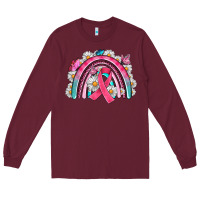 Burgundy Breast Cancer Rainbow Long Sleeve Tee - Artiststas