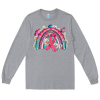 Heather Grey Breast Cancer Rainbow Long Sleeve Tee - Artiststas