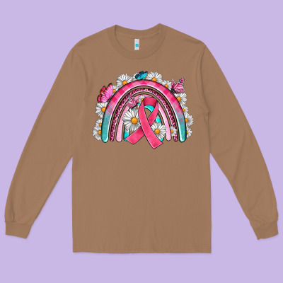 Breast Cancer Rainbow Long Sleeve Tee Designed By Artiststas