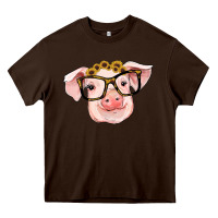 Chocolate Brown sunflowers with pig Heavy Core Tee - RanaPortraitStore