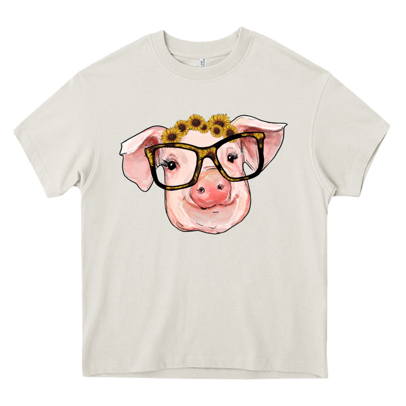 Sunflowers With Pig Heavy Core Tee by RanaPortraitStore | Teevron