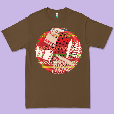 African Fabric Pattern Round Earrings 2 Premium Tee Designed By Bundleandbundleshop