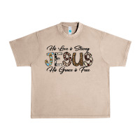 French Oak His Love is Strong Jesus His Grace is Free Urban Heavy Tee - CowhideDigitalArt