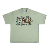 Oil Green His Love is Strong Jesus His Grace is Free Urban Heavy Tee - CowhideDigitalArt