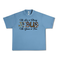 Pebble Blue His Love is Strong Jesus His Grace is Free Urban Heavy Tee - CowhideDigitalArt