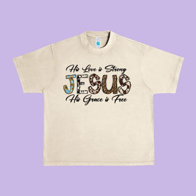 His Love Is Strong Jesus His Grace Is Free Urban Heavy Tee Designed By Cowhidedigitalart