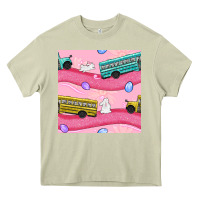 Mossy Easter School Bus Seamless Pattern Heavy Core Tee - BundleAndBundleShop
