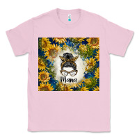 Bubblegum Pink sunflowers messy bun mama Classic Tee - BarkalooDesign