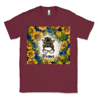 Burgundy sunflowers messy bun mama Classic Tee - BarkalooDesign