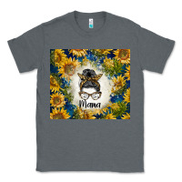 Charcoal Heather sunflowers messy bun mama Classic Tee - BarkalooDesign