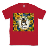 Red sunflowers messy bun mama Classic Tee - BarkalooDesign