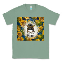 Sage sunflowers messy bun mama Classic Tee - BarkalooDesign