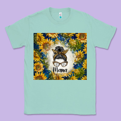 Sunflowers Messy Bun Mama Classic Tee Designed By Barkaloodesign
