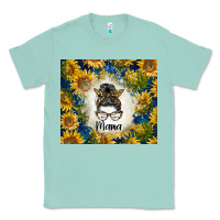Seafoam sunflowers messy bun mama Classic Tee - BarkalooDesign