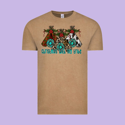 Christmas With Tribe Vintage Tee Designed By Cowhidedigitalart