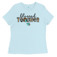 Baby Blue blessed teacher Ladies Tee - CowhideDigitalArt