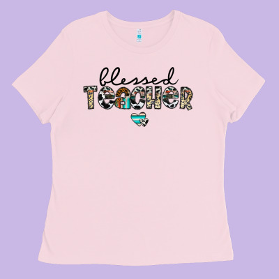 Blessed Teacher Ladies Tee Designed By Cowhidedigitalart
