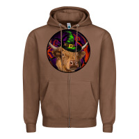 Chestnut halloween highland cow round Zipper Hoodie - RanaPortraitStore