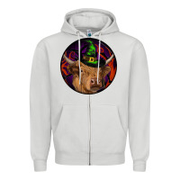 Dove Grey halloween highland cow round Zipper Hoodie - RanaPortraitStore