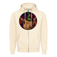 Sandshell halloween highland cow round Zipper Hoodie - RanaPortraitStore