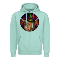 Seafoam halloween highland cow round Zipper Hoodie - RanaPortraitStore