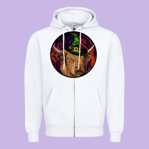 Halloween Highland Cow Round Zipper Hoodie Designed By Ranaportraitstore