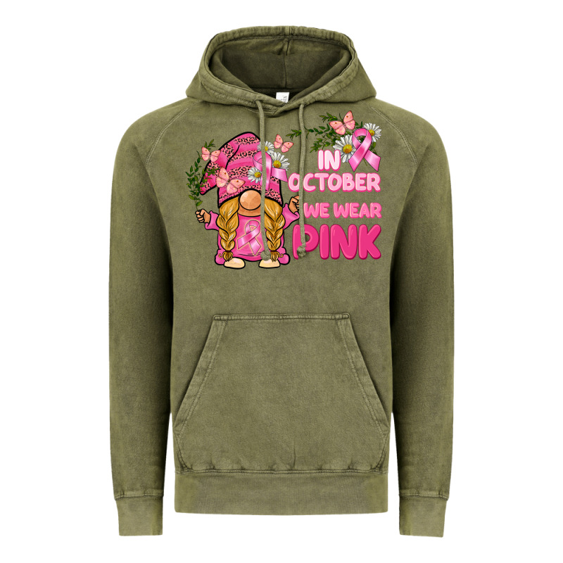 In October We Wear Pink Gnome Vintage Hoodie by BarkalooDesign | Teevron
