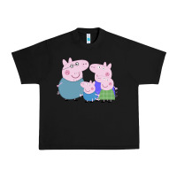 Black peppa pig family Urban Heavy Tee - artisFamous