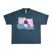 Midnight Navy peppa pig family Urban Heavy Tee - artisFamous