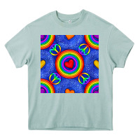 Arona Pride lgbtq hearts and peace symbol seamless patte Heavy Core Tee - BundleAndBundleShop