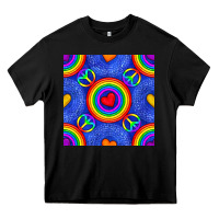 Black Pride lgbtq hearts and peace symbol seamless patte Heavy Core Tee - BundleAndBundleShop