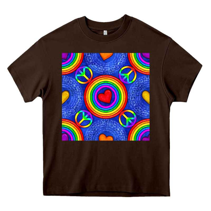 Pride Lgbtq Hearts And Peace Symbol Seamless Patte Heavy Core Tee by BundleAndBundleShop | Teevron