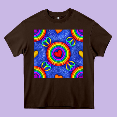 Pride Lgbtq Hearts And Peace Symbol Seamless Patte Heavy Core Tee Designed By Bundleandbundleshop