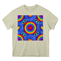 Mossy Pride lgbtq hearts and peace symbol seamless patte Heavy Core Tee - BundleAndBundleShop