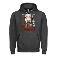 Charcoal Heather merry christmas hereford cow Zipper Hoodie - RanaPortraitStore