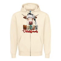Sandshell merry christmas hereford cow Zipper Hoodie - RanaPortraitStore