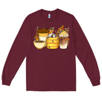 Burgundy Bee Honey Coffee Cups Long Sleeve Tee - Artiststas