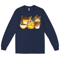 Navy Bee Honey Coffee Cups Long Sleeve Tee - Artiststas