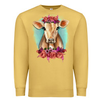 Antique Gold Floral Cow Premium Sweatshirt - RanaPortraitStore