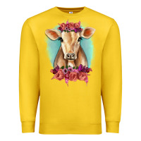 Lemon Floral Cow Premium Sweatshirt - RanaPortraitStore