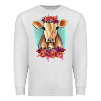 Oatmeal Heather Floral Cow Premium Sweatshirt - RanaPortraitStore