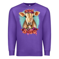 Purple Floral Cow Premium Sweatshirt - RanaPortraitStore