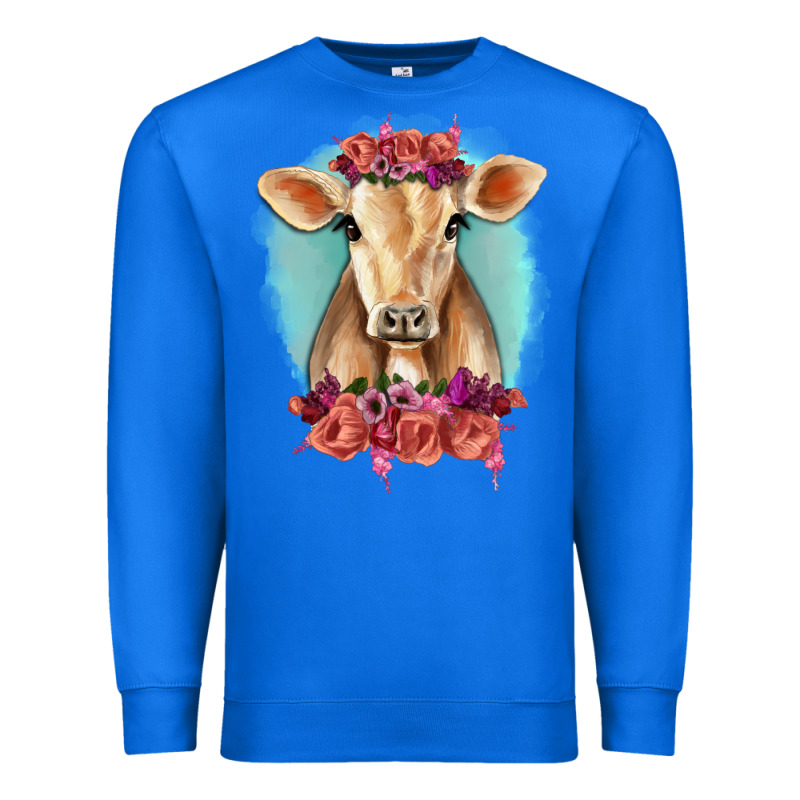 Floral Cow Premium Sweatshirt by RanaPortraitStore | Teevron