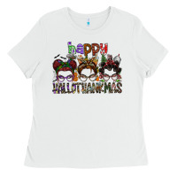 White happy hallothanksmas Ladies Tee - SublimationCraftShop