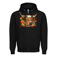 Black highland cow christmas Zipper Hoodie - RanaPortraitStore