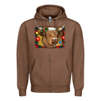 Chestnut highland cow christmas Zipper Hoodie - RanaPortraitStore