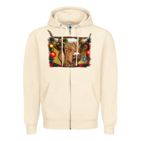 Sandshell highland cow christmas Zipper Hoodie - RanaPortraitStore