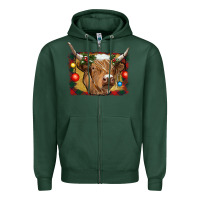 Sports Green highland cow christmas Zipper Hoodie - RanaPortraitStore